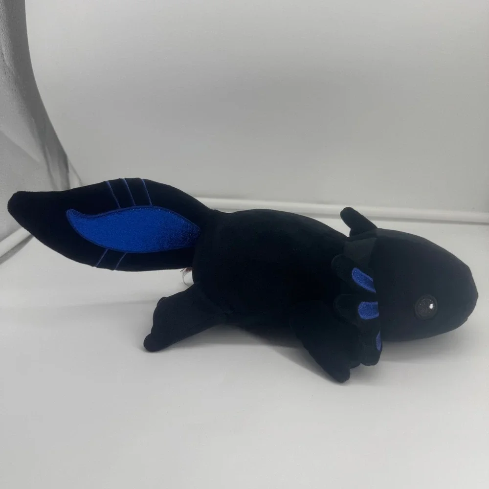 Fiesta Snugglies Black Axolotl Plush Blue Glitter Stuffed Animal A08166 10.5in